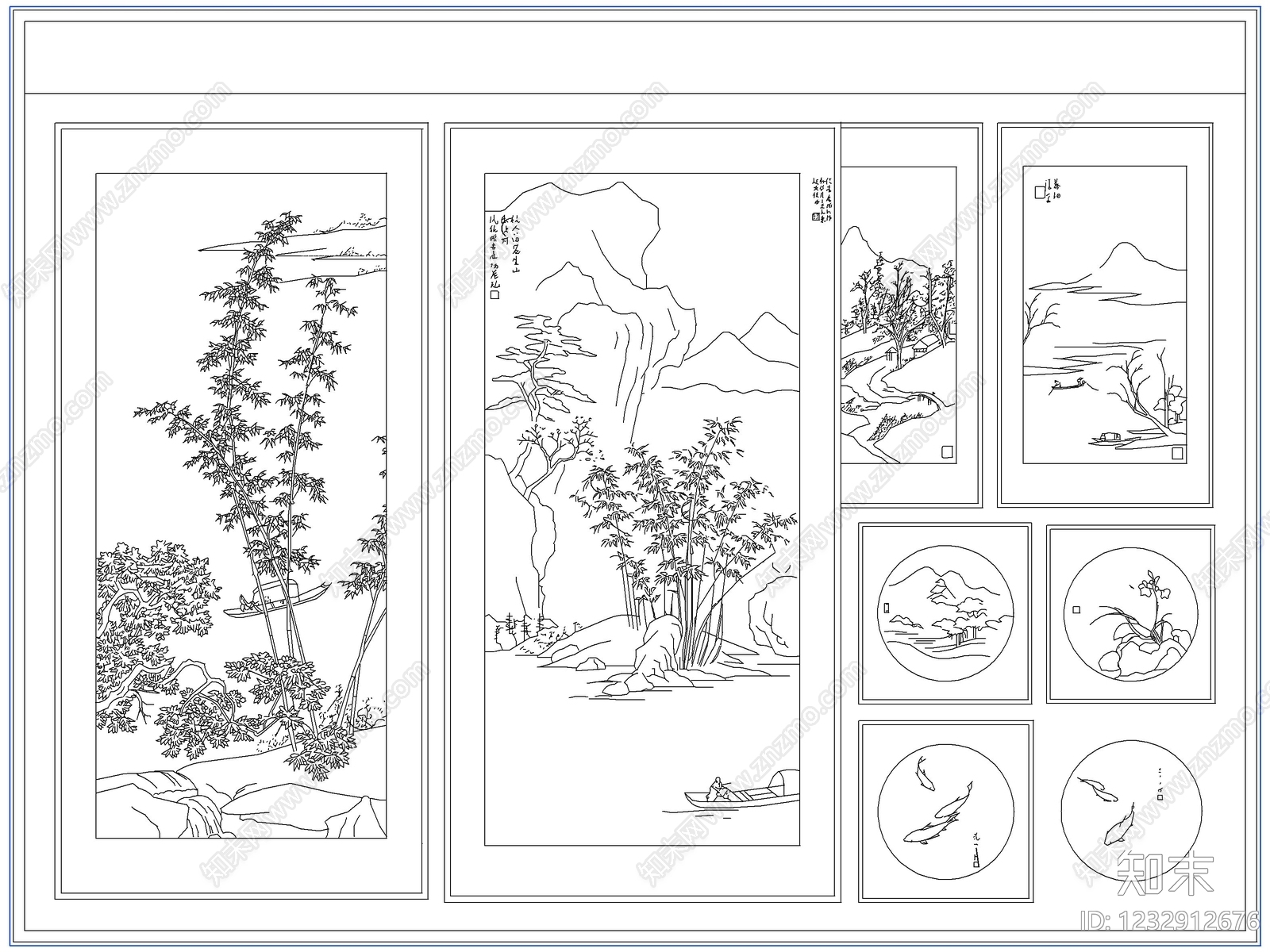 综合软装摆件图库cad施工图下载【ID:1232912676】