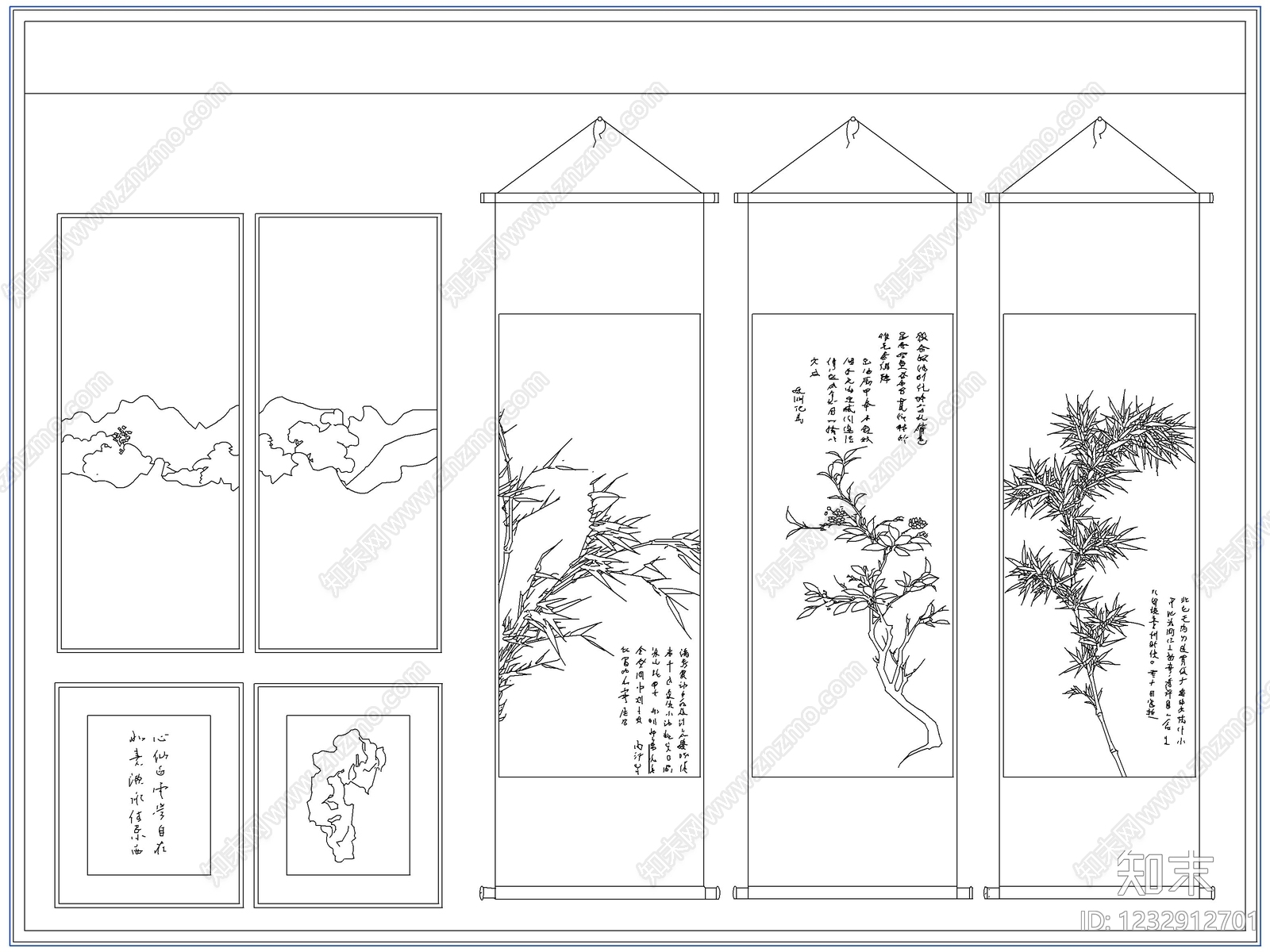 综合软装摆件图库cad施工图下载【ID:1232912701】