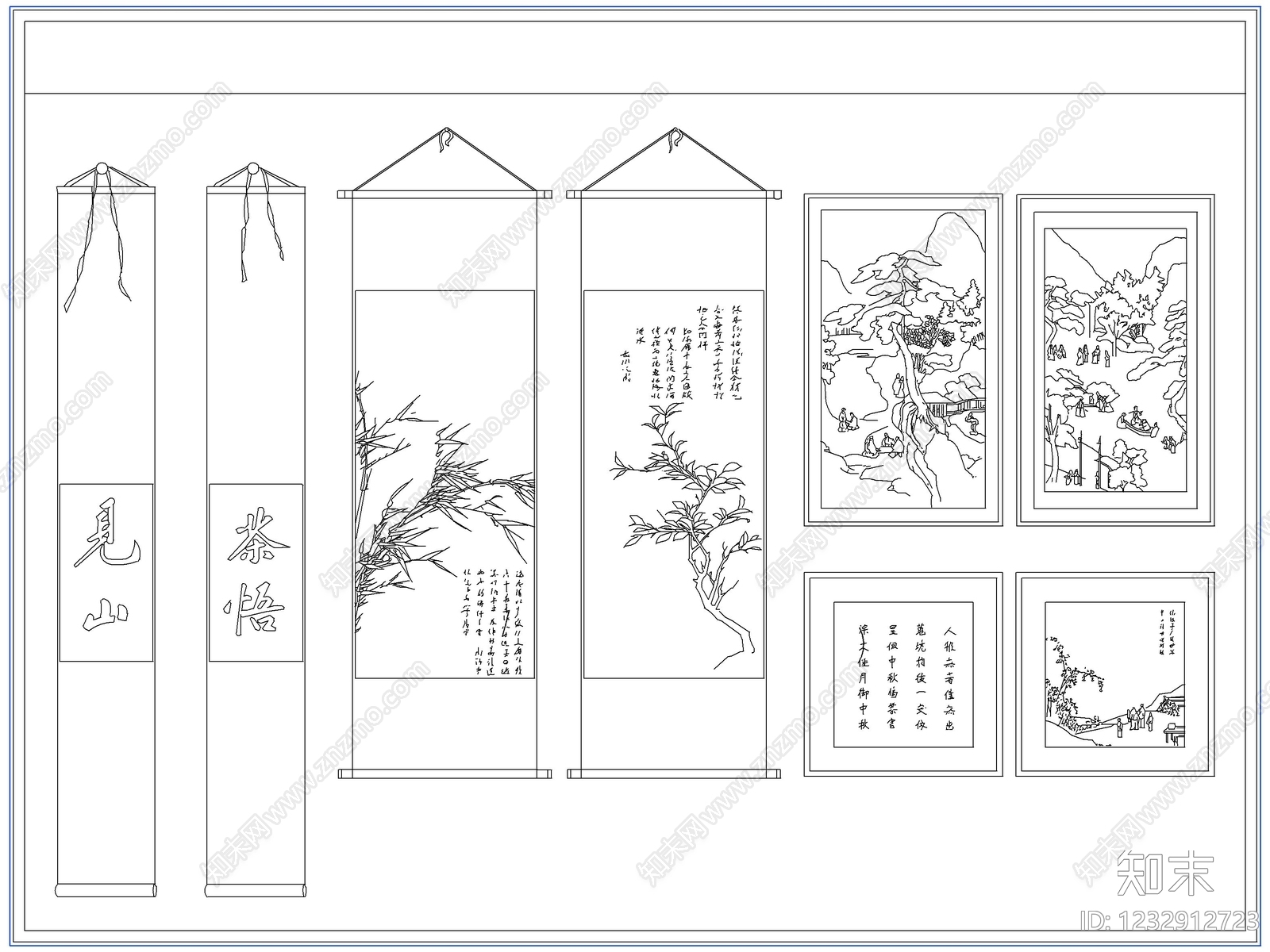 综合软装摆件图库cad施工图下载【ID:1232912723】