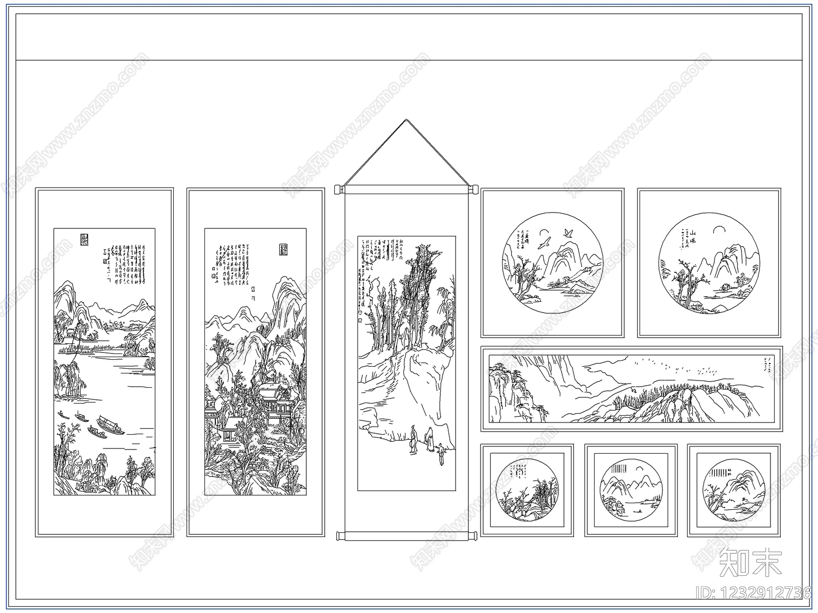 综合软装摆件图库cad施工图下载【ID:1232912736】