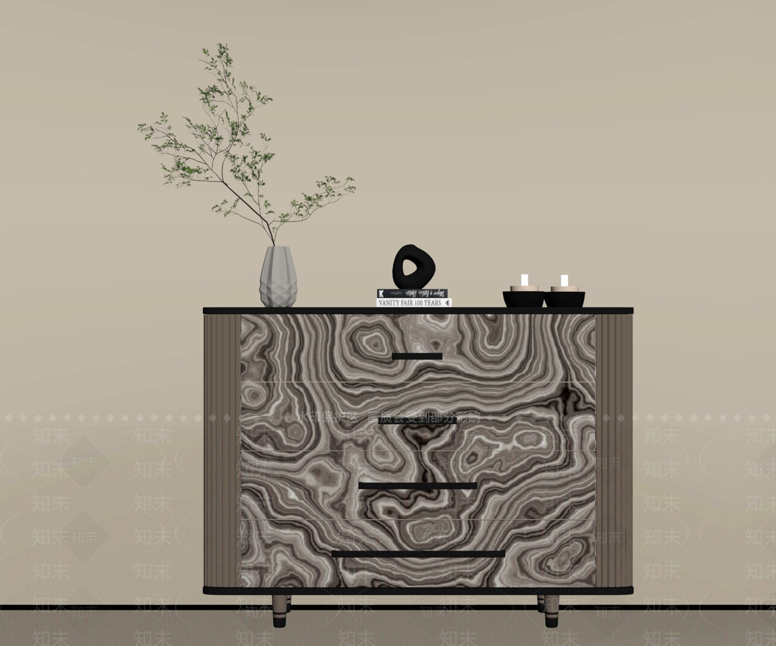 轻奢玄关柜SU模型下载【ID:1232917050】