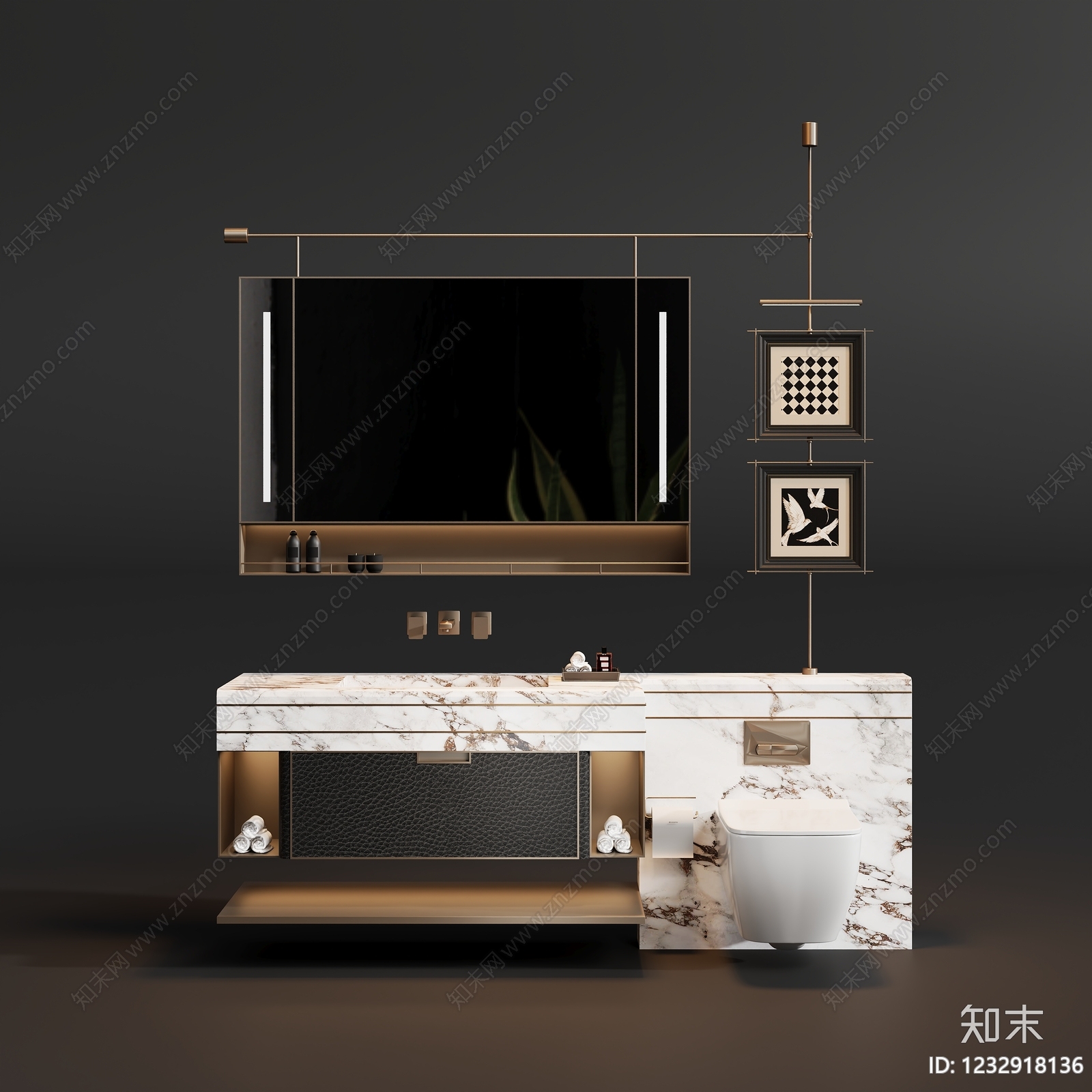 轻奢浴室柜SU模型下载【ID:1232918136】