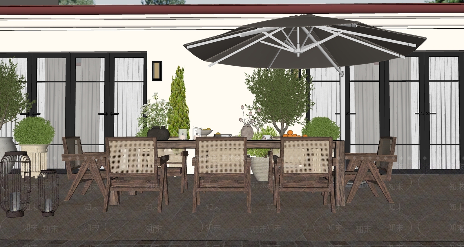 现代户外桌椅SU模型下载【ID:1232919637】