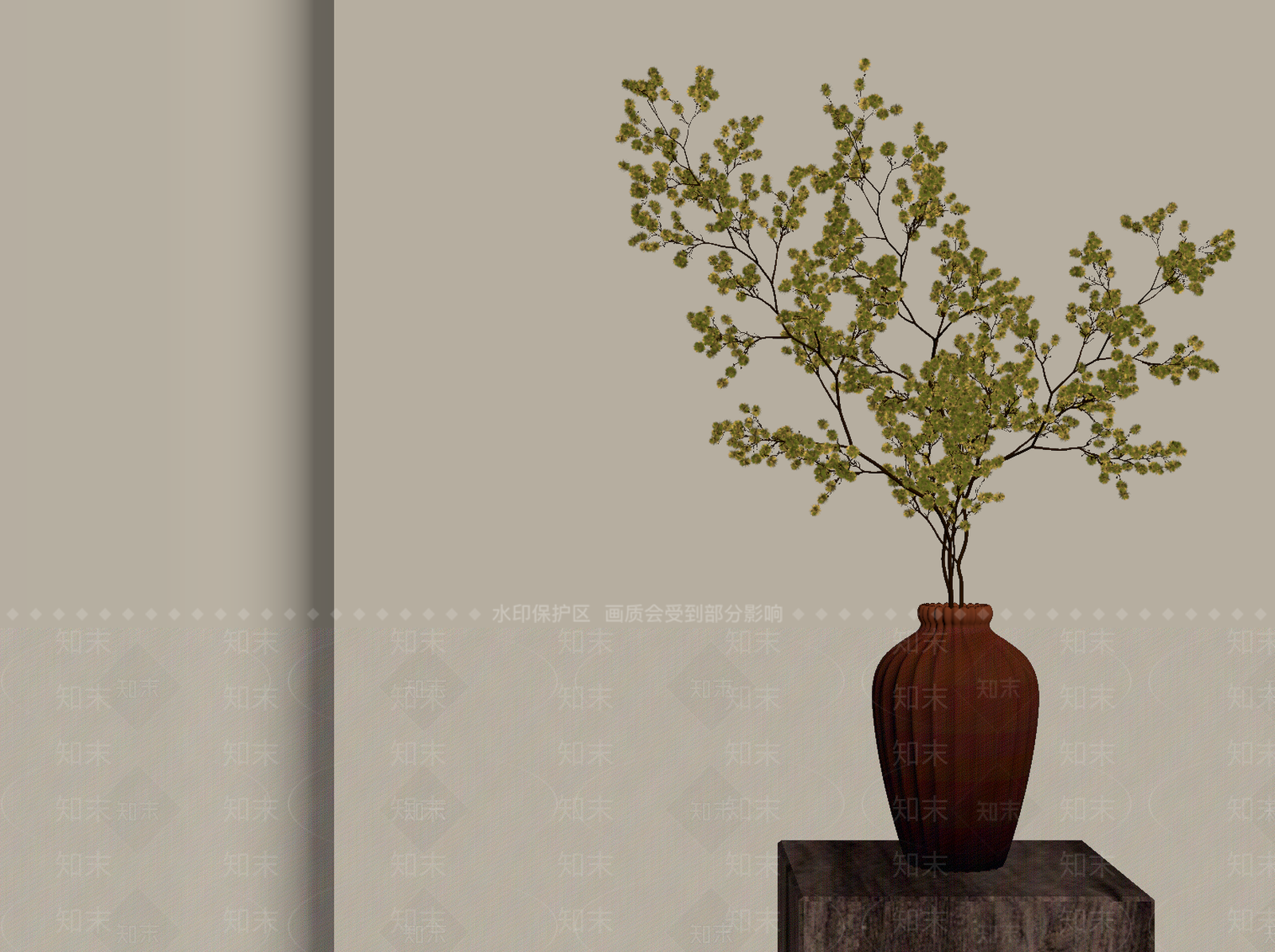 侘寂花艺SU模型下载【ID:1232921194】