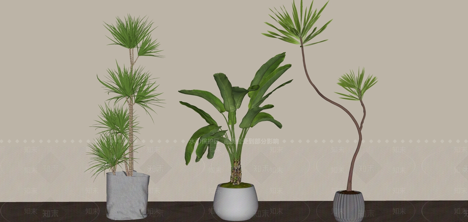 奶油风植物组合SU模型下载【ID:1232923241】