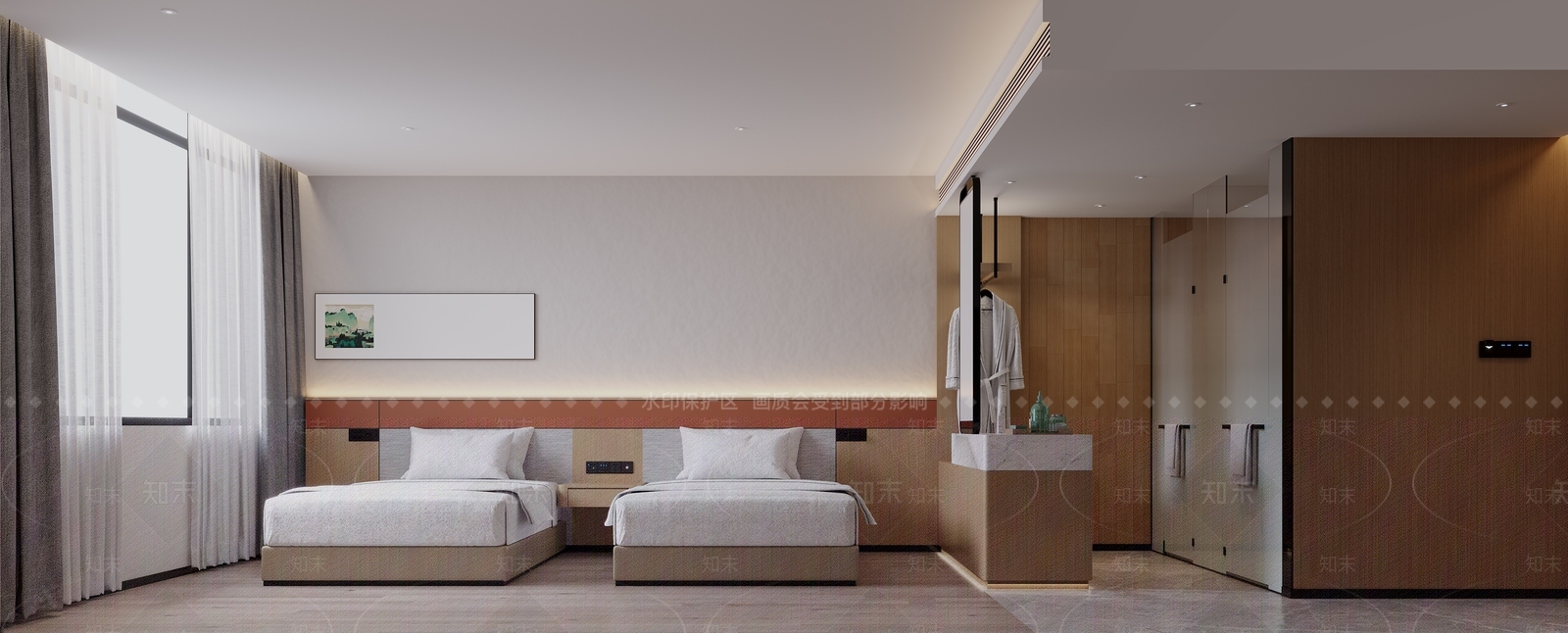 现代简约酒店客房3D模型下载【ID:1232924078】