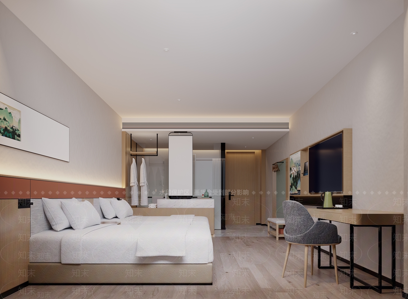 现代简约酒店客房3D模型下载【ID:1232924078】