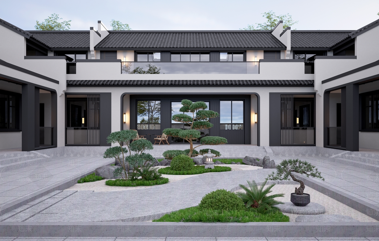 新中式景观四合院SU模型草图