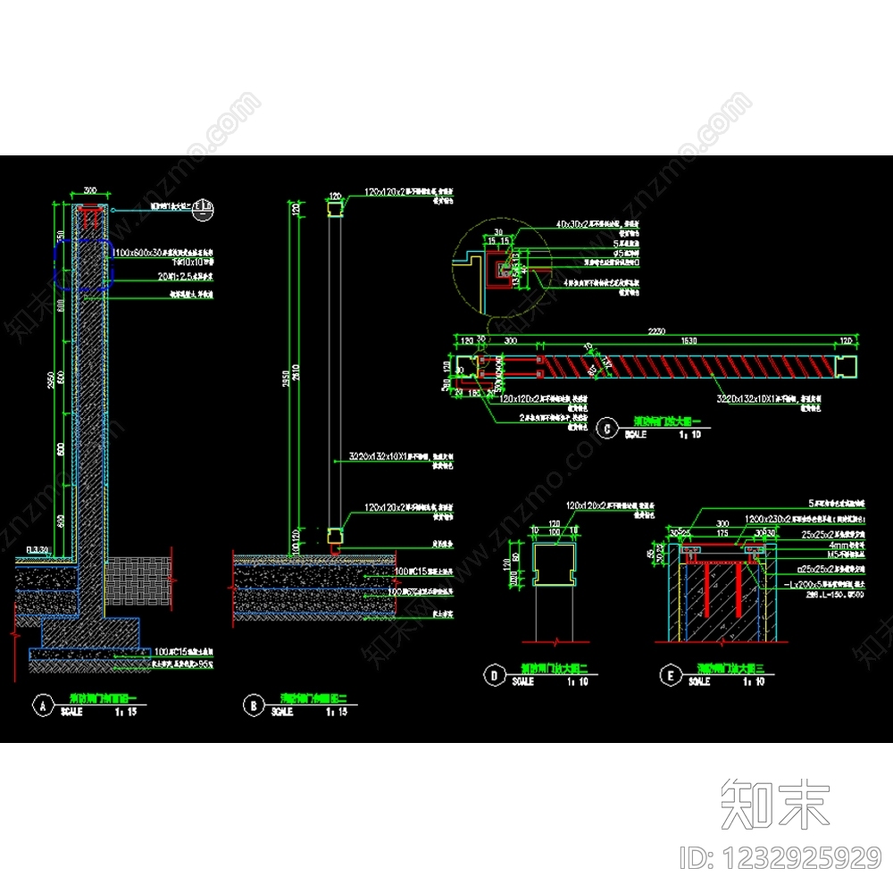 铁艺大门cad施工图下载【ID:1232925929】