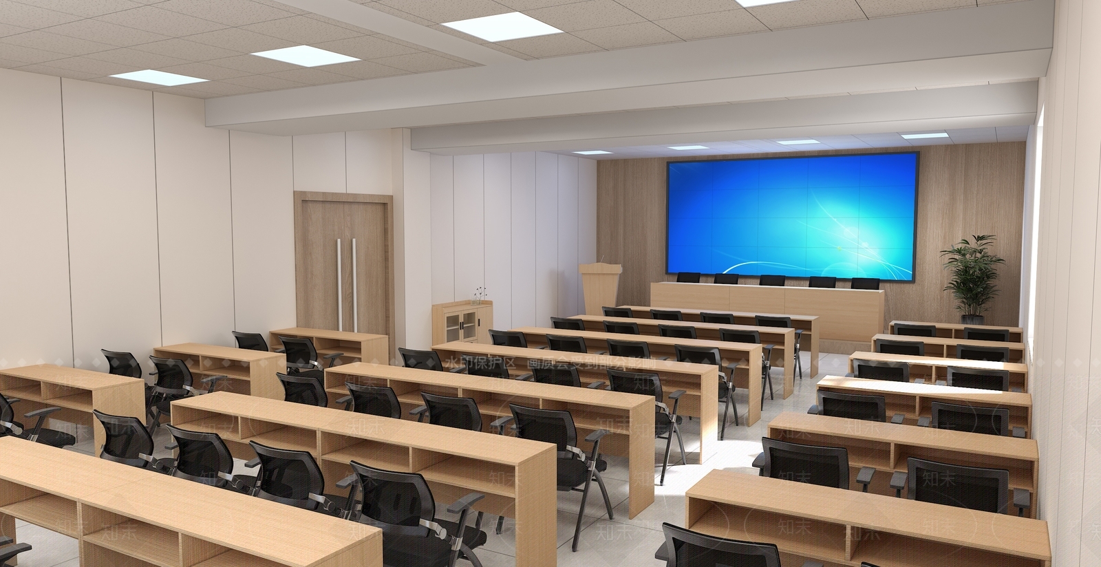 现代简约会议室3D模型下载【ID:1232926294】