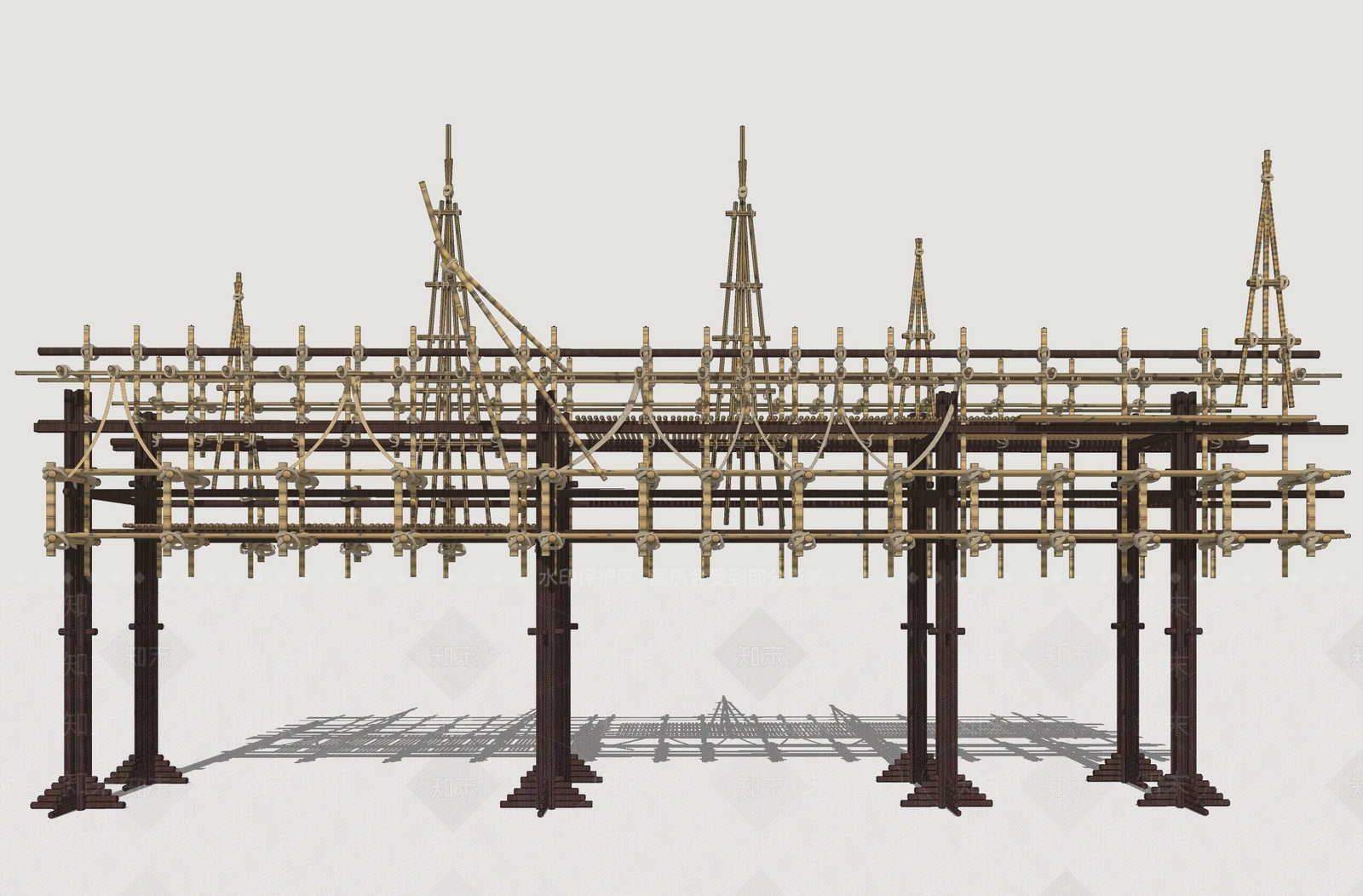 中式廊架SU模型下载【ID:1232926933】