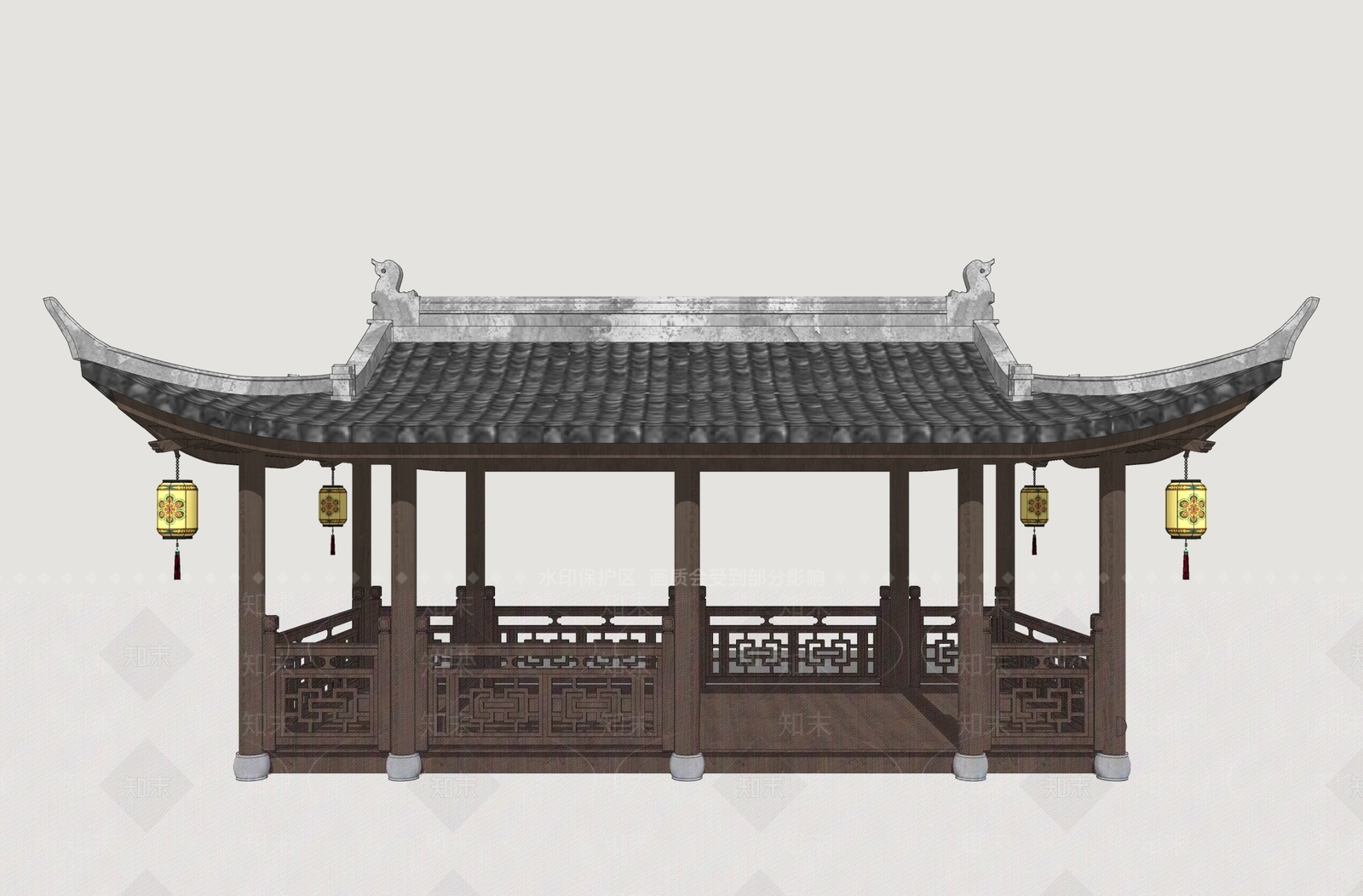 中式古建古建筑SU模型下载【ID:1232927269】