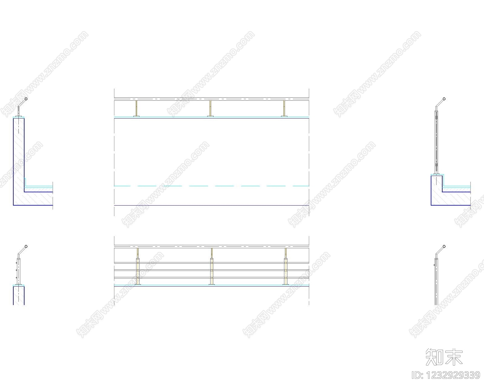 楼梯栏杆扶手cad施工图下载【ID:1232929339】