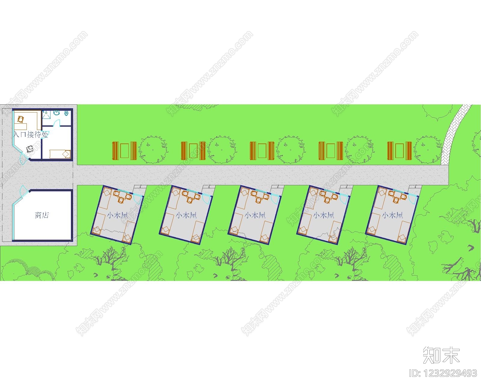 公园运营服务区cad施工图下载【ID:1232929493】