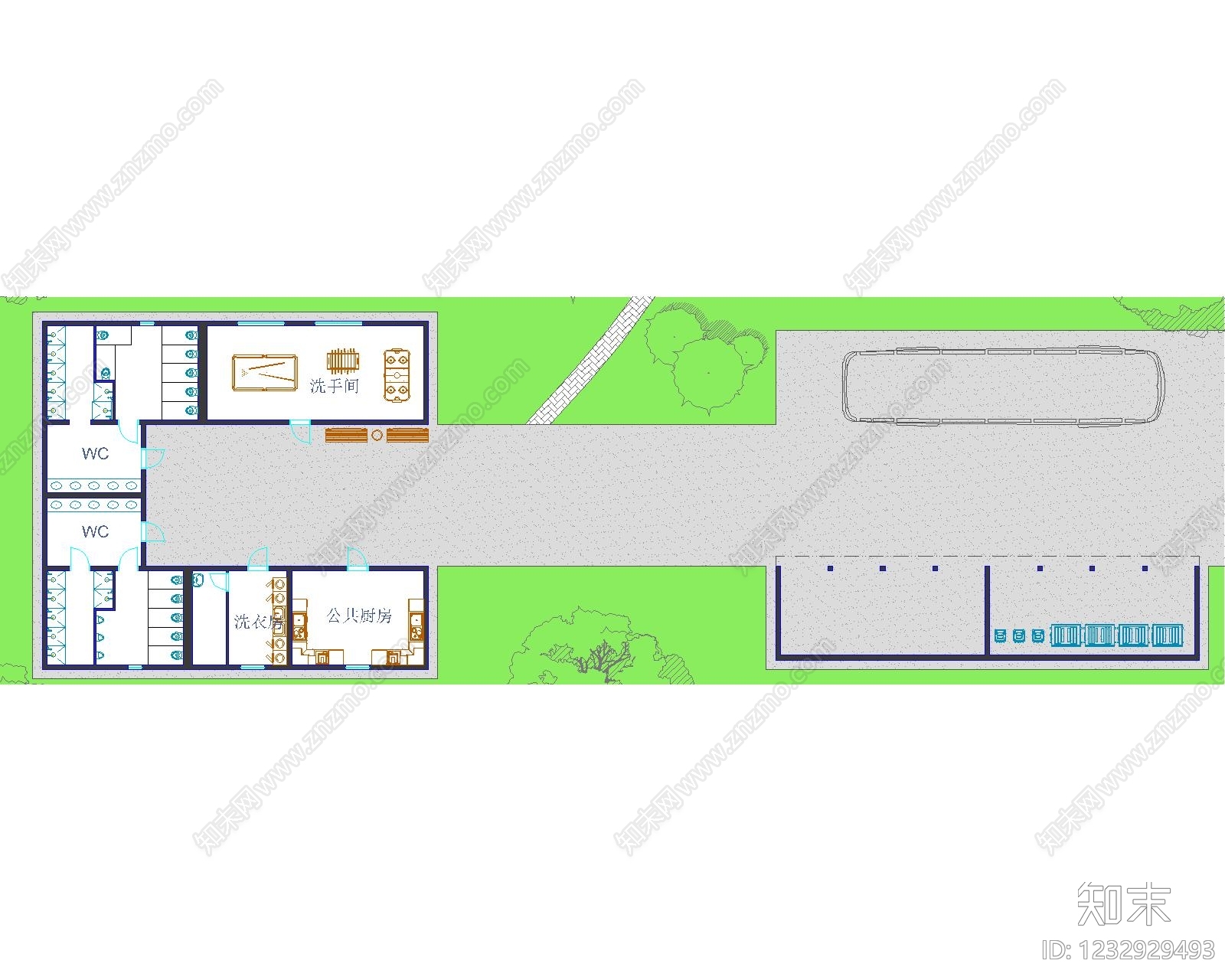 公园运营服务区cad施工图下载【ID:1232929493】