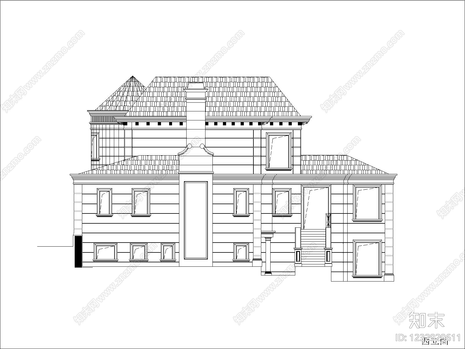 别墅建筑cad施工图下载【ID:1232929611】