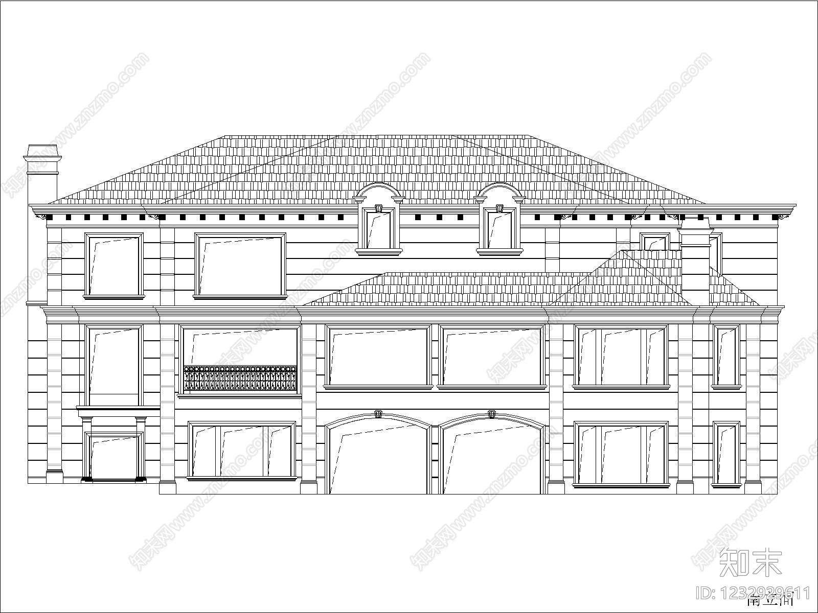 别墅建筑cad施工图下载【ID:1232929611】