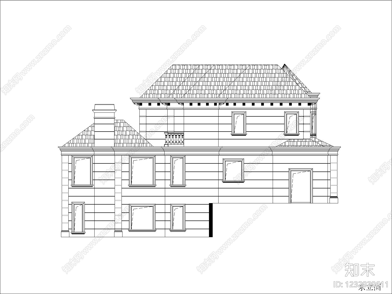 别墅建筑cad施工图下载【ID:1232929611】