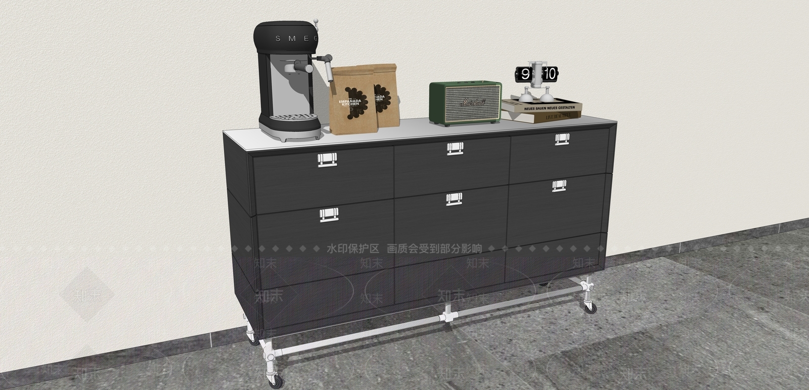 工业风餐边柜SU模型下载【ID:1232932338】