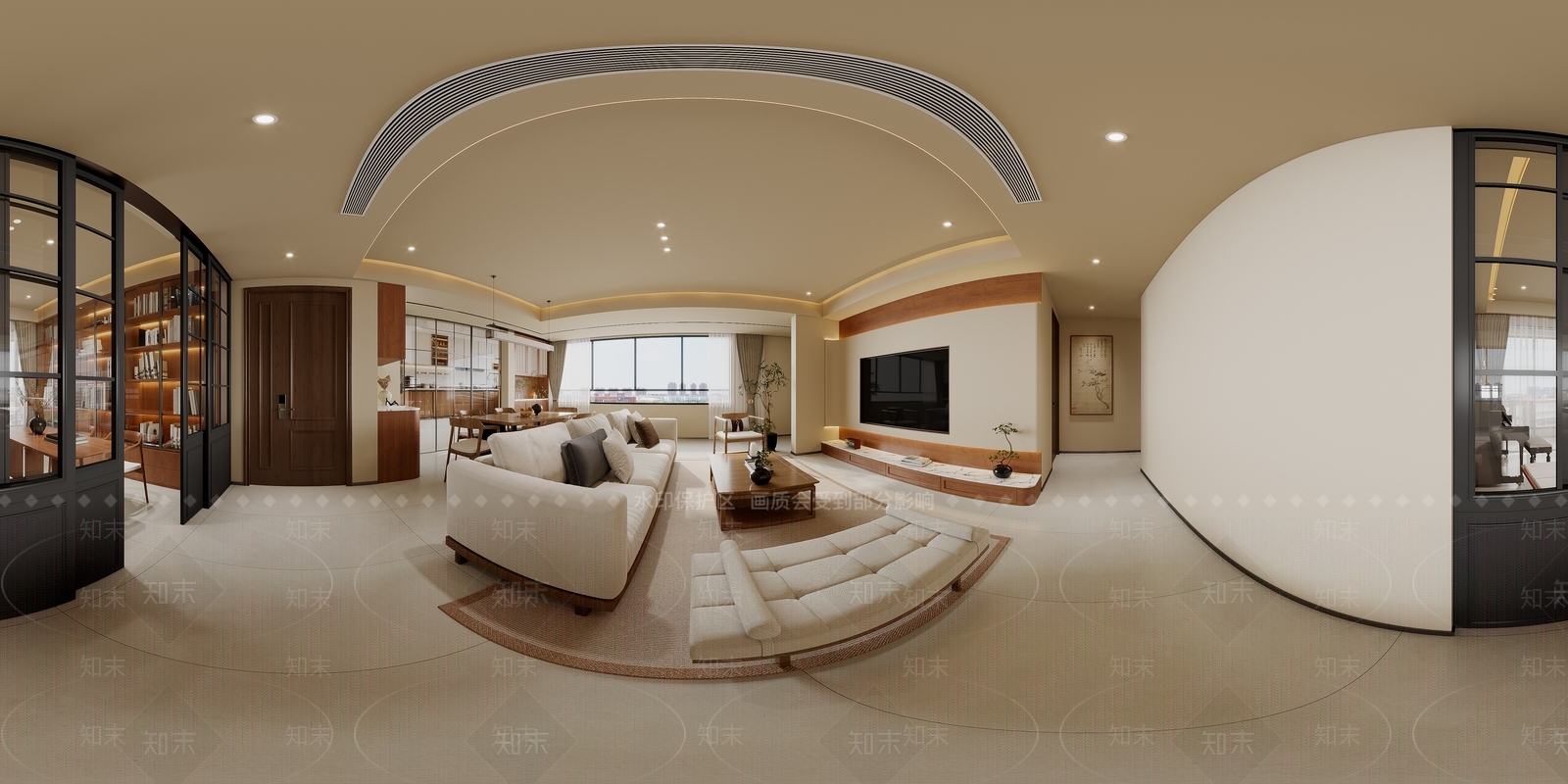 中古风别墅客餐厅3D模型下载【ID:1232934279】