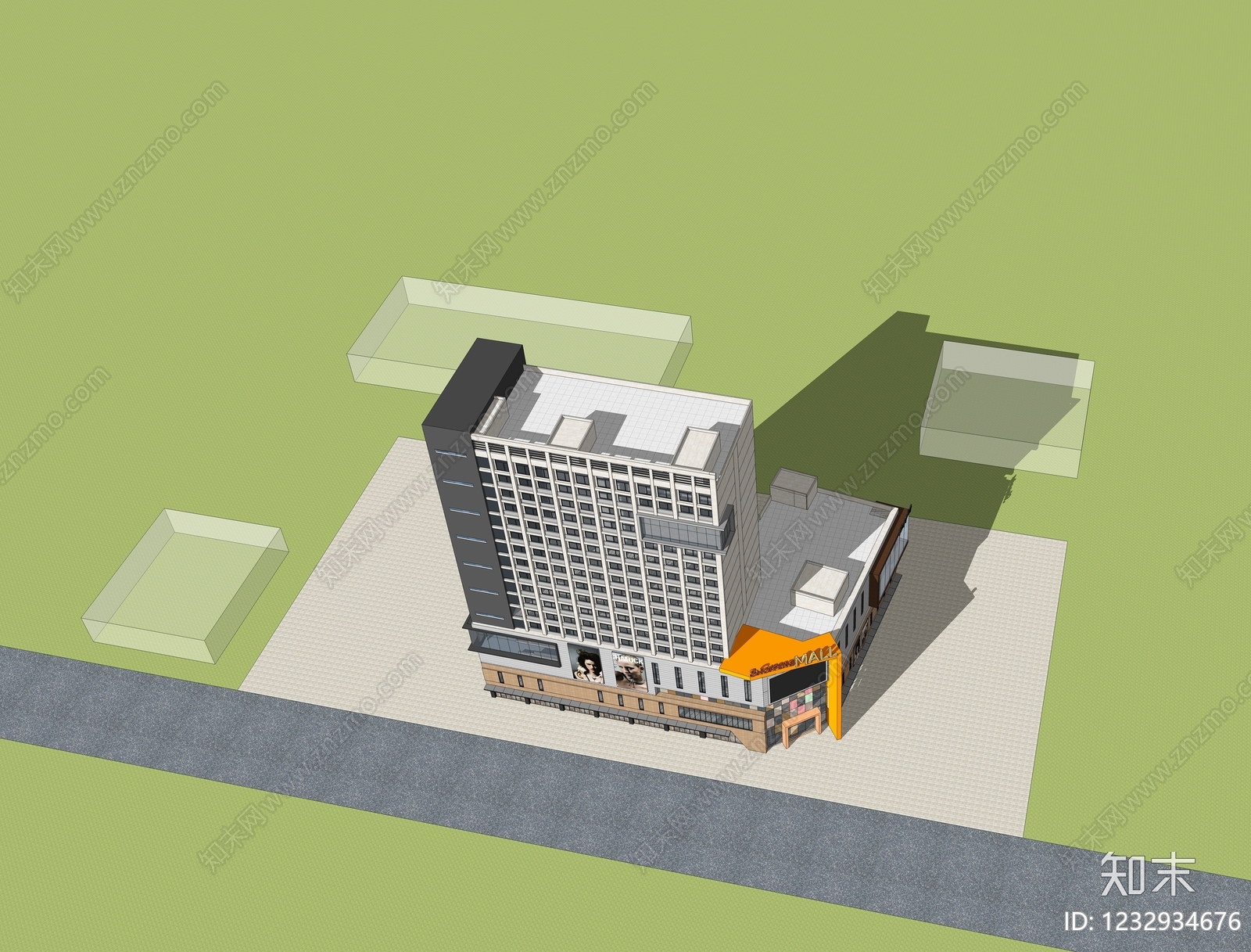现代主义商场建筑SU模型下载【ID:1232934676】