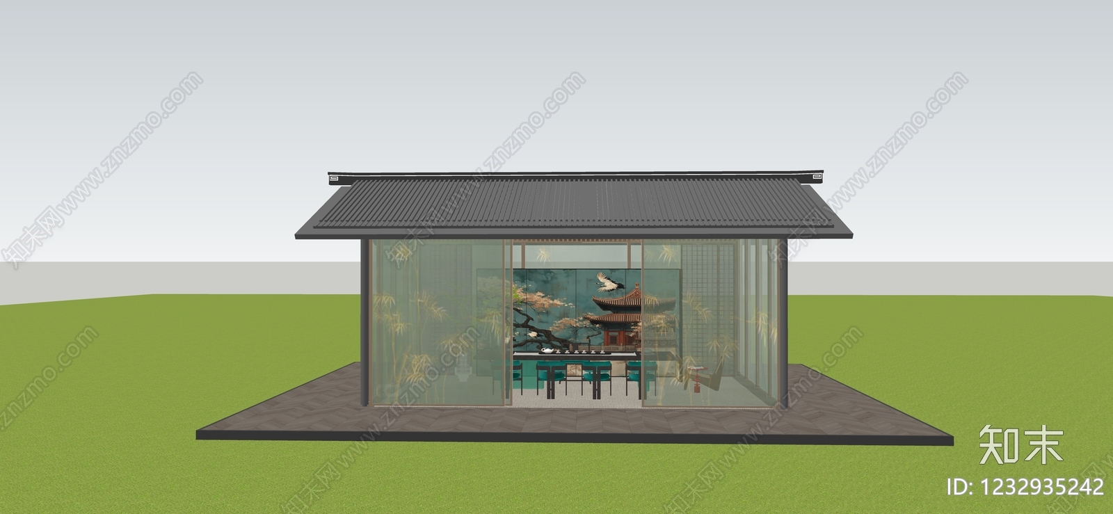 新中式亭子SU模型下载【ID:1232935242】