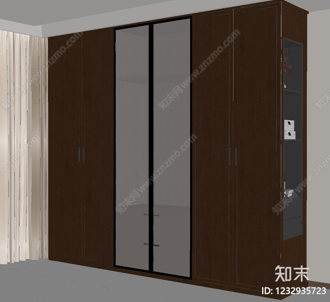 新中式衣柜SU模型下载【ID:1232935723】