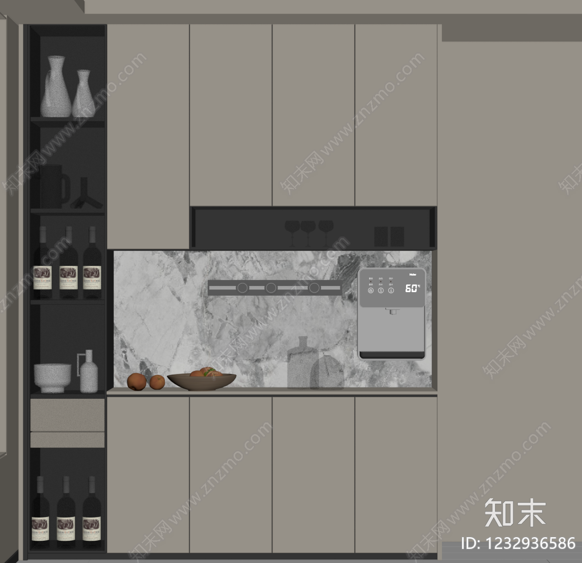 现代简约餐边柜SU模型下载【ID:1232936586】