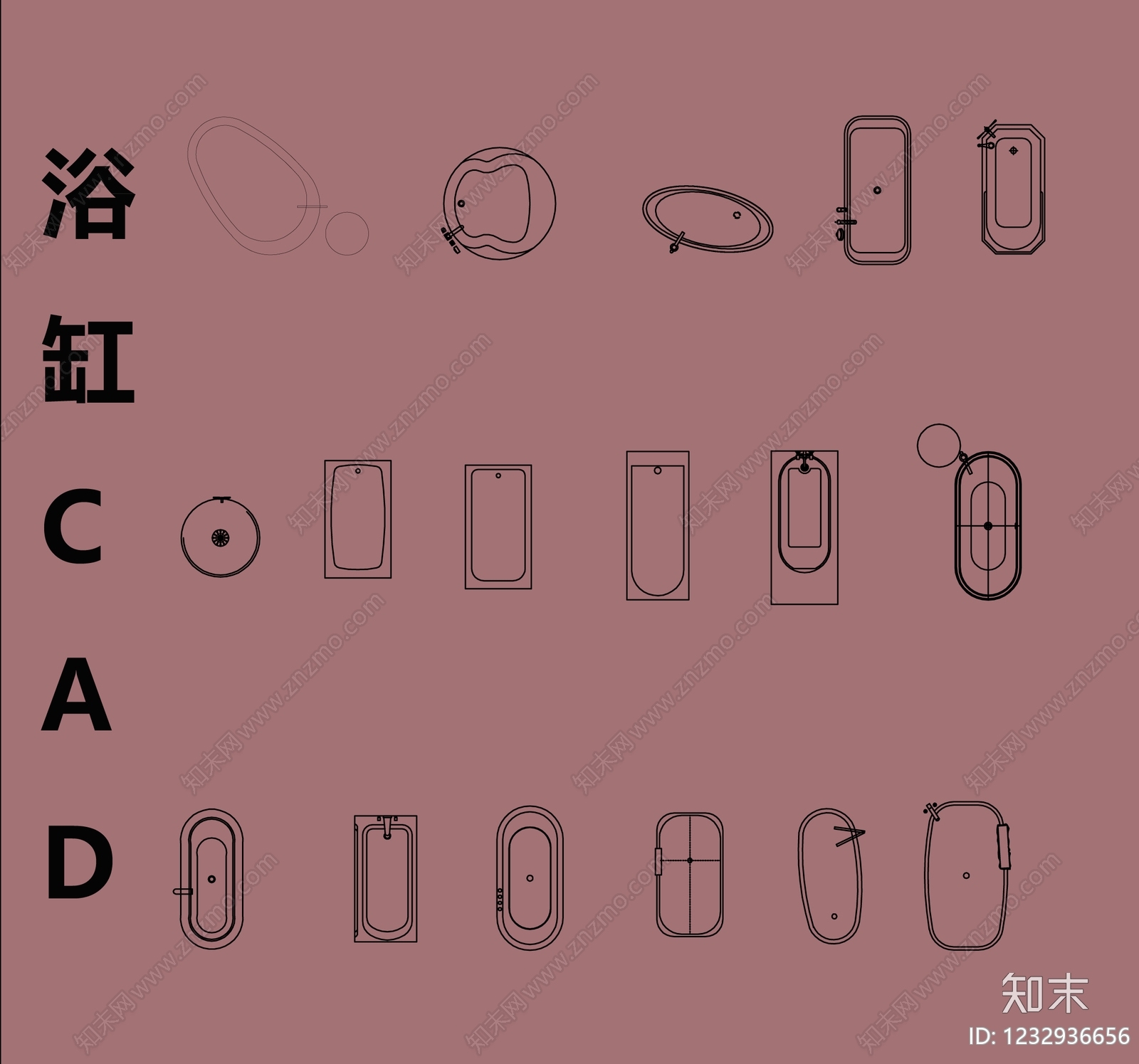 卫浴设施cad施工图下载【ID:1232936656】