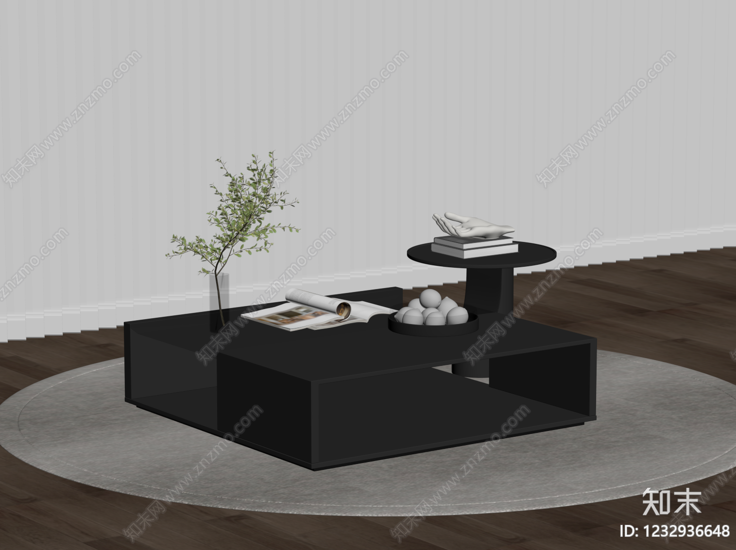 意式极简茶几SU模型下载【ID:1232936648】