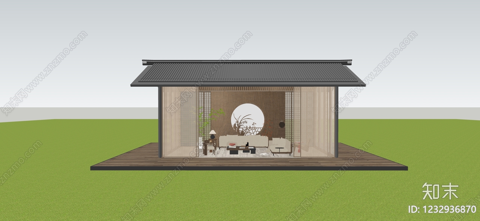 新中式亭子SU模型下载【ID:1232936870】