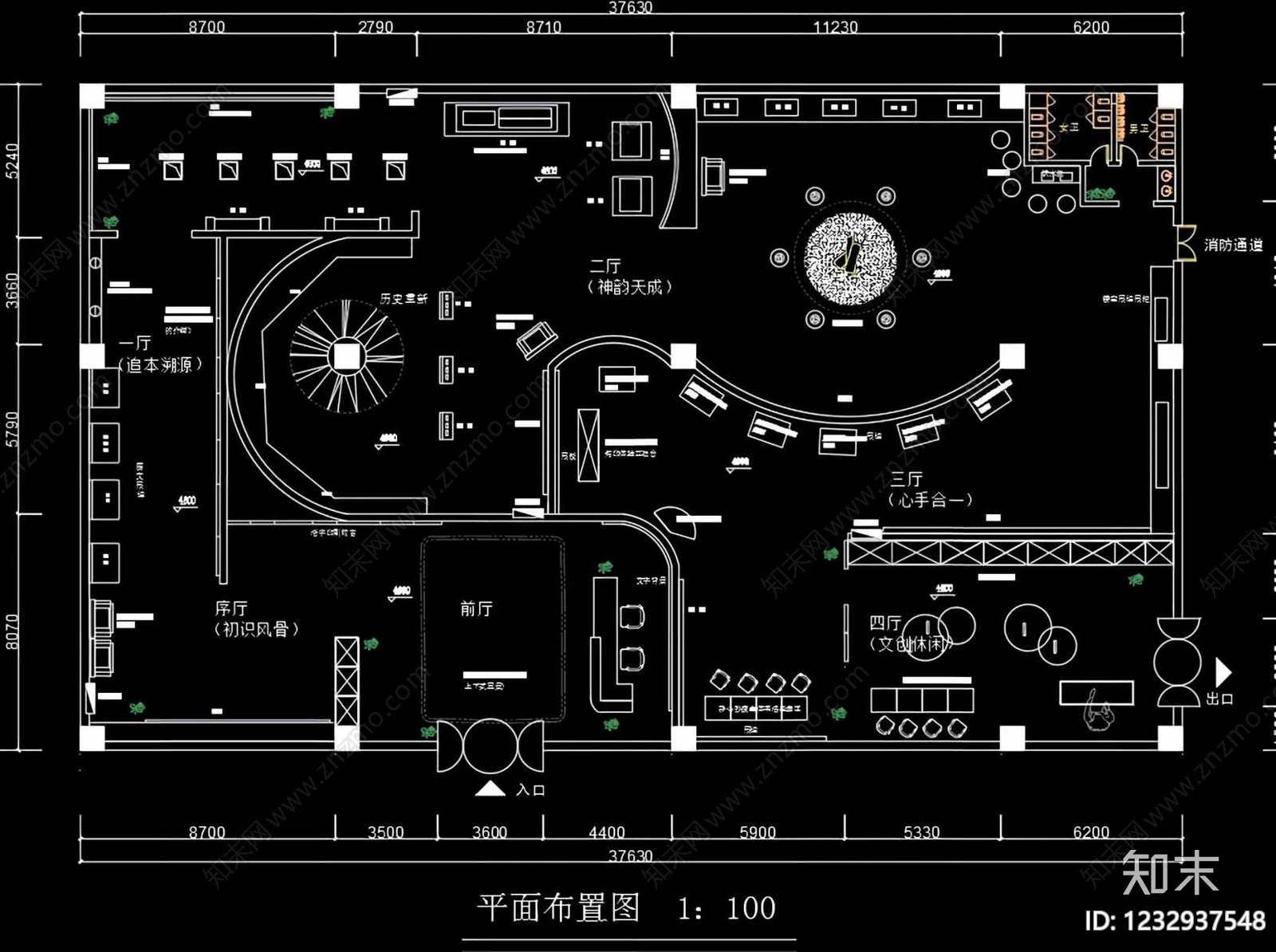 企业展厅cad施工图下载【ID:1232937548】