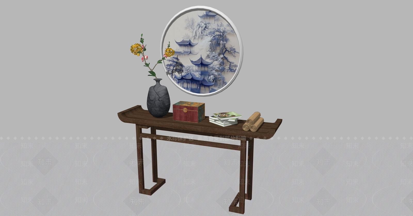 新中式条案SU模型下载【ID:1232938578】