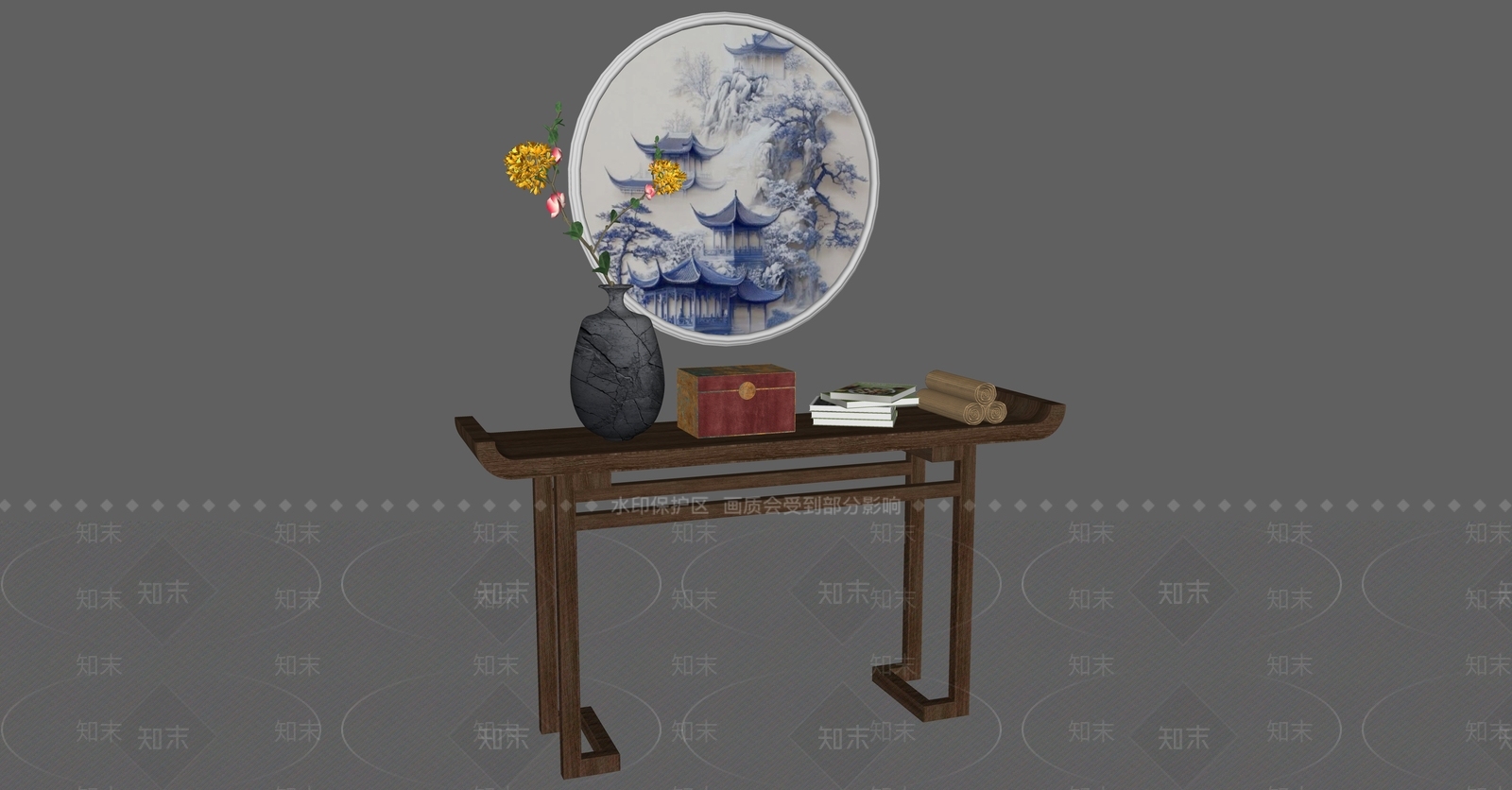 新中式条案SU模型下载【ID:1232938578】