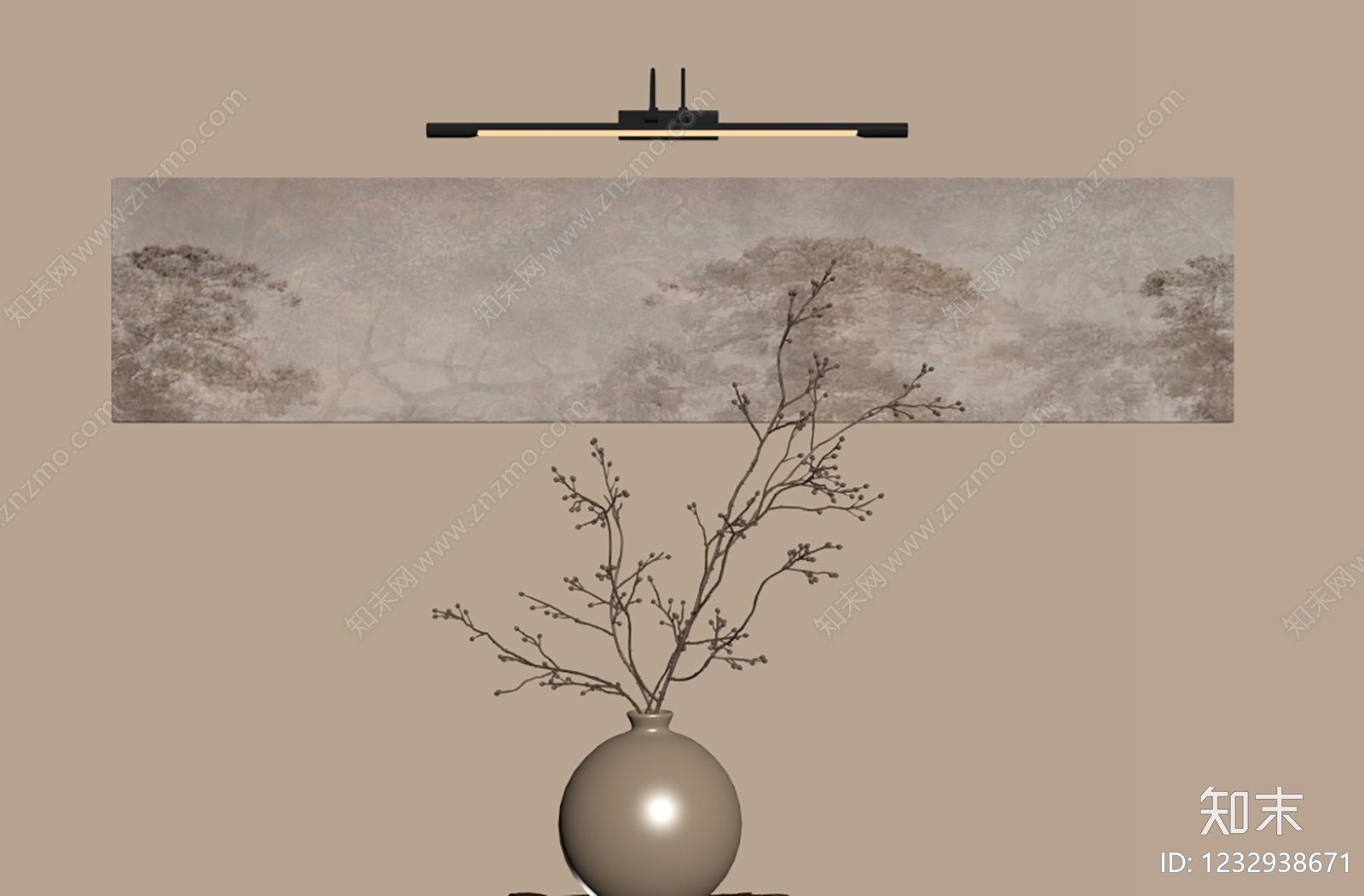 侘寂挂画SU模型下载【ID:1232938671】