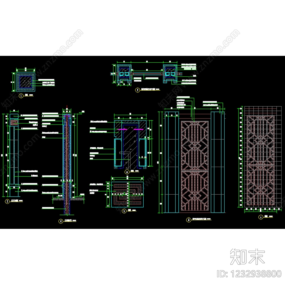 景墙cad施工图下载【ID:1232938800】