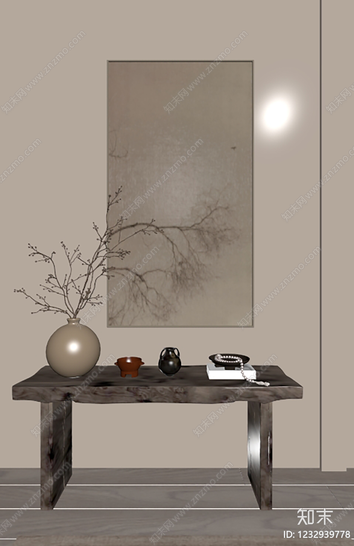 侘寂挂画SU模型下载【ID:1232939778】