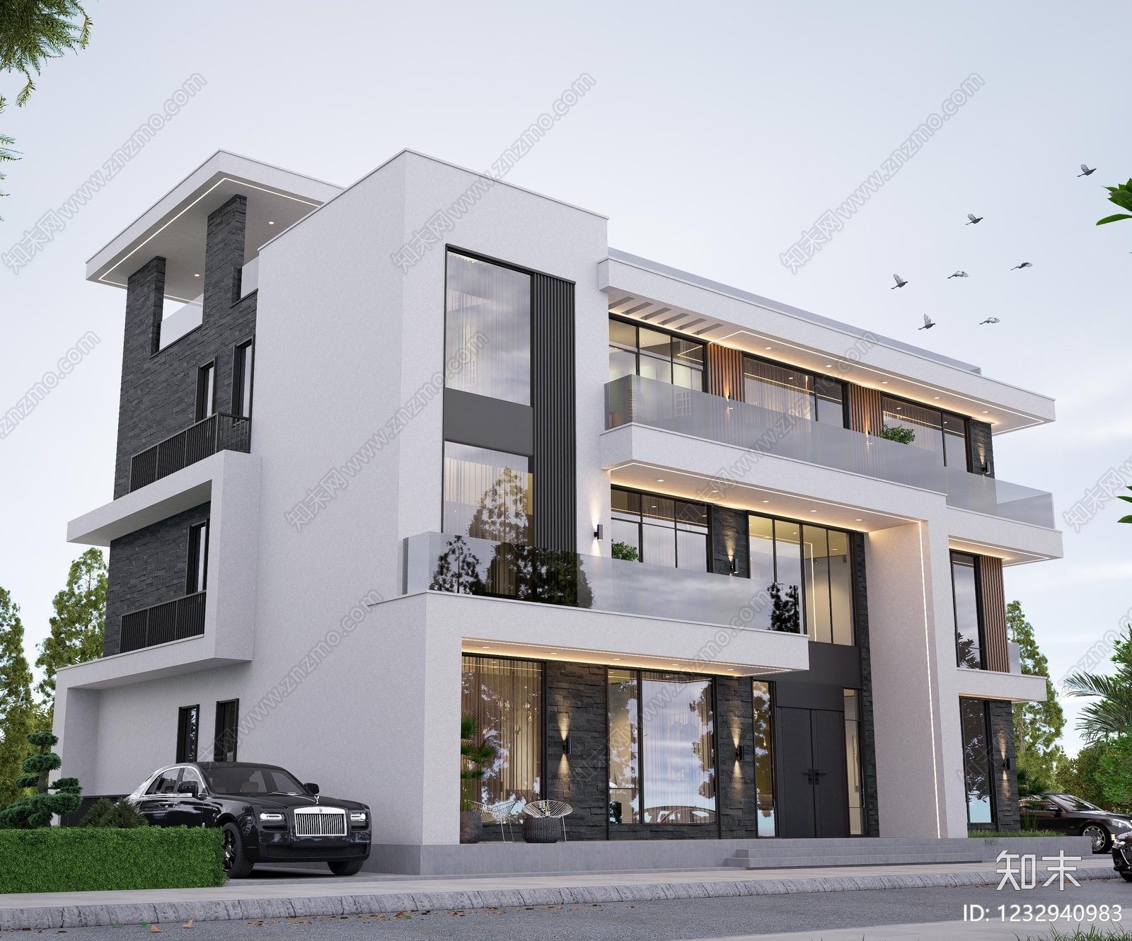 别墅建筑cad施工图下载【ID:1232940983】