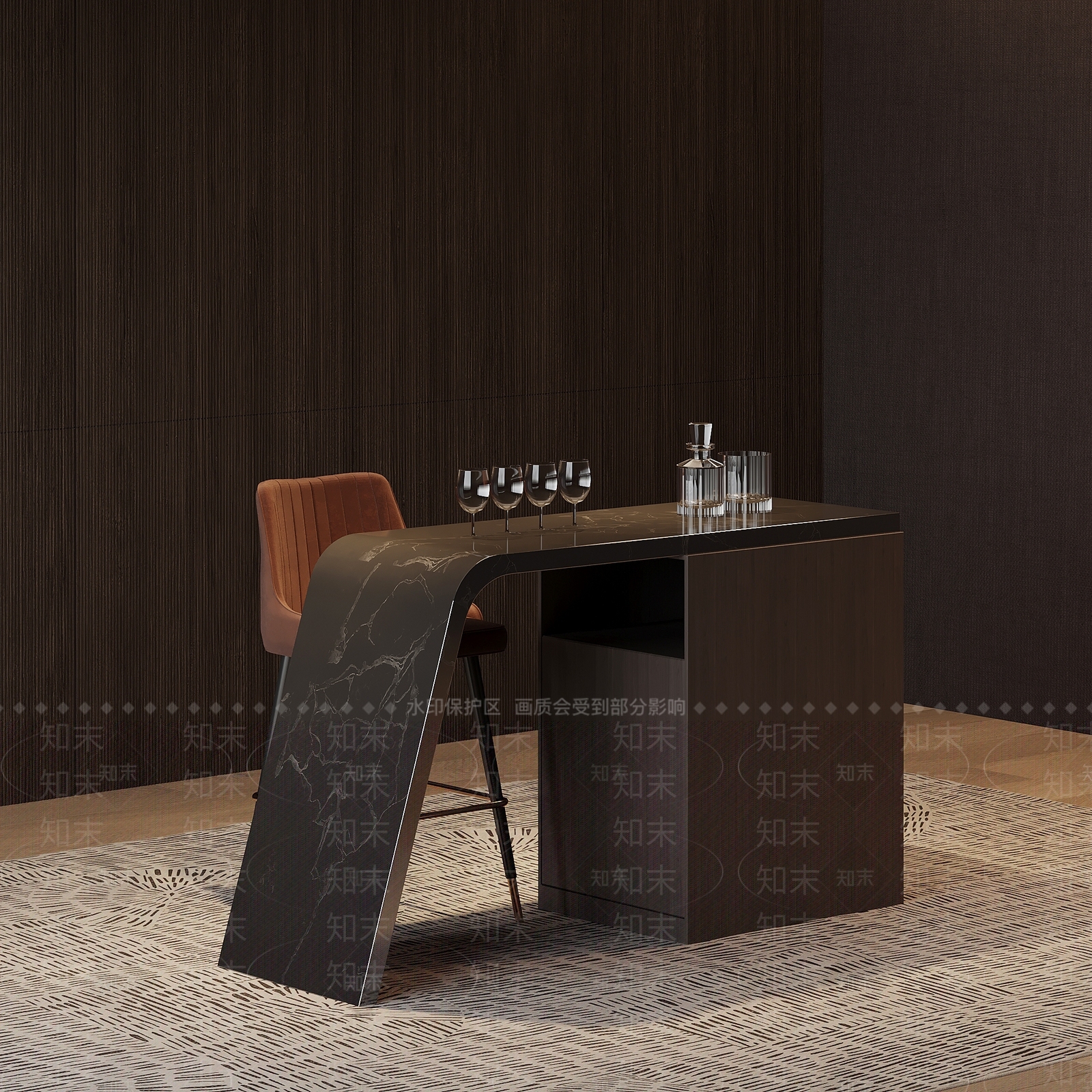 意式极简吧台3D模型下载【ID:1232941065】