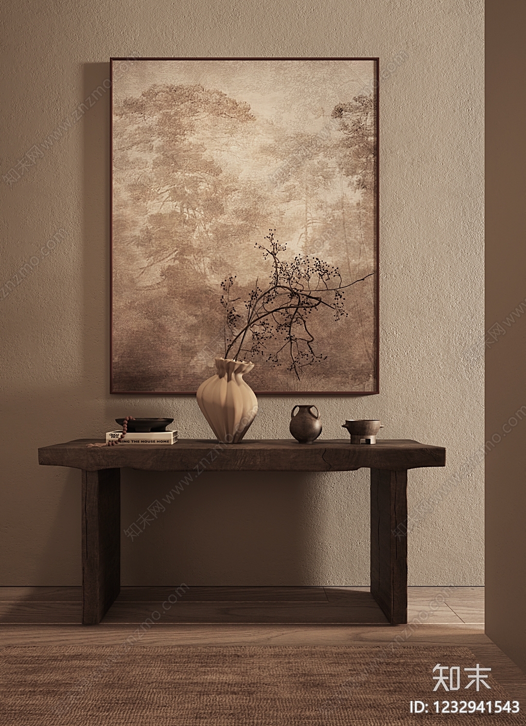 侘寂挂画SU模型下载【ID:1232941543】