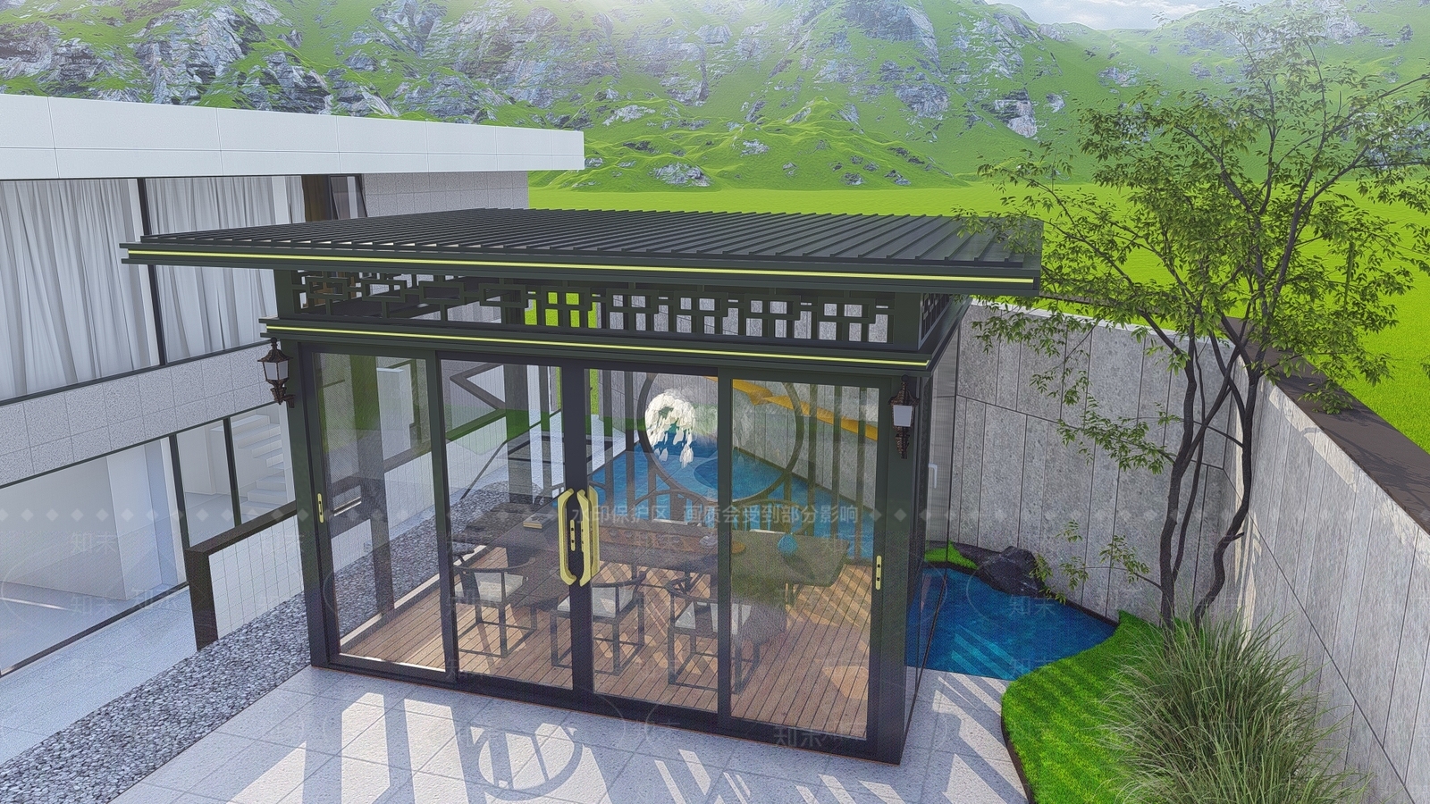 新中式景观其他景观小建筑SU模型下载【ID:1232943602】