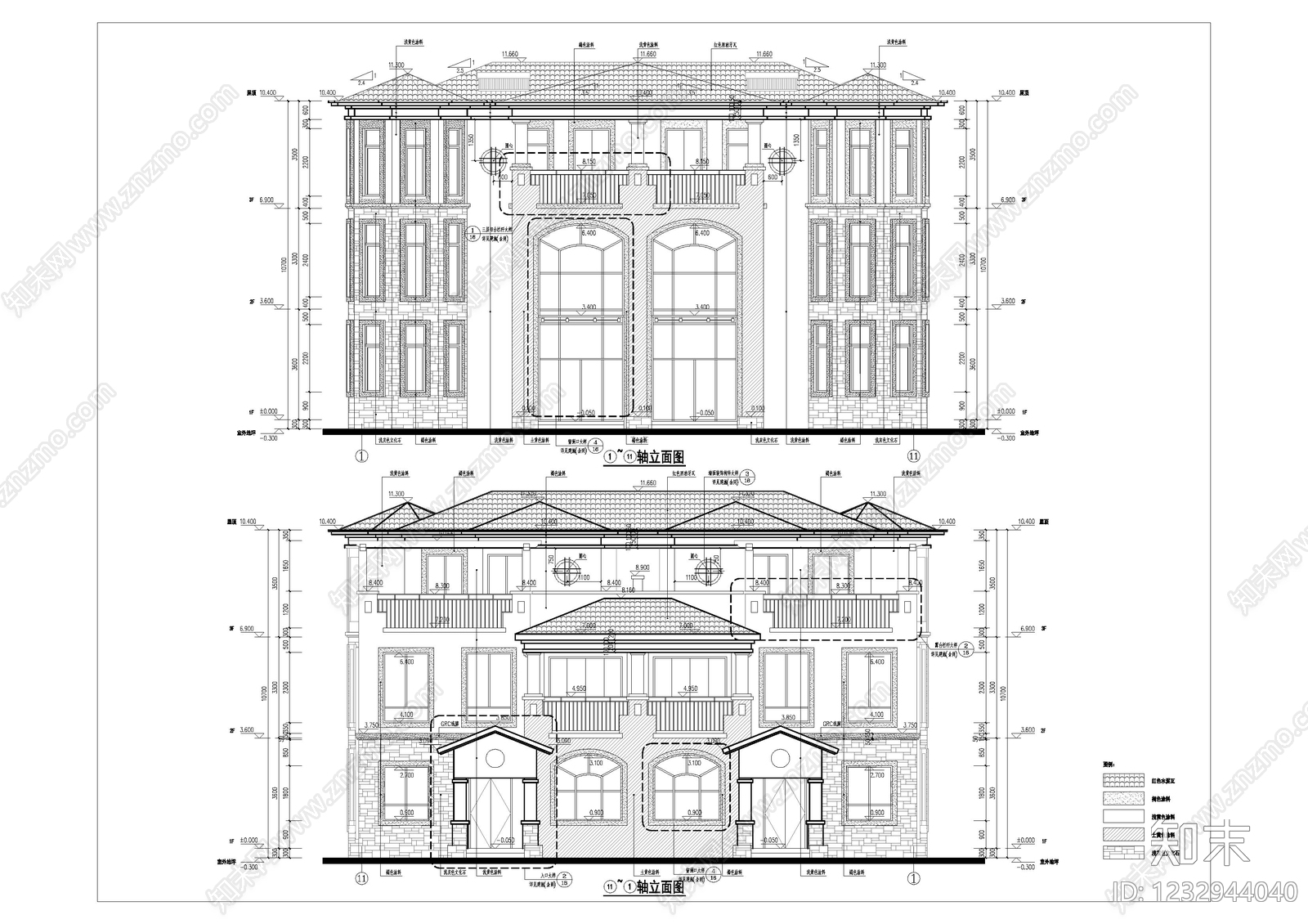 别墅建筑cad施工图下载【ID:1232944040】