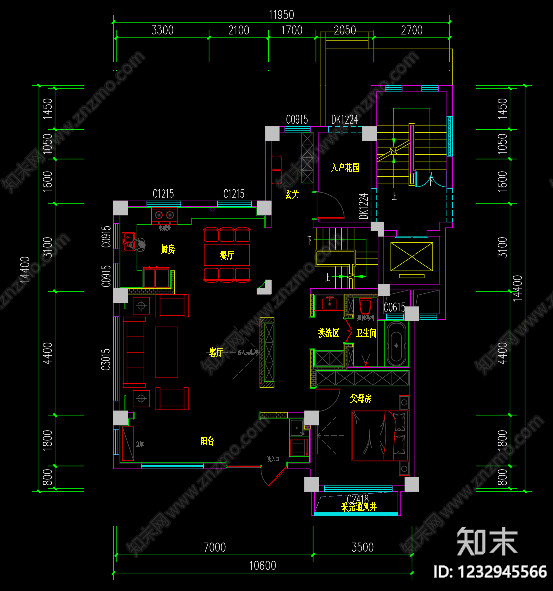 别墅cad施工图下载【ID:1232945566】