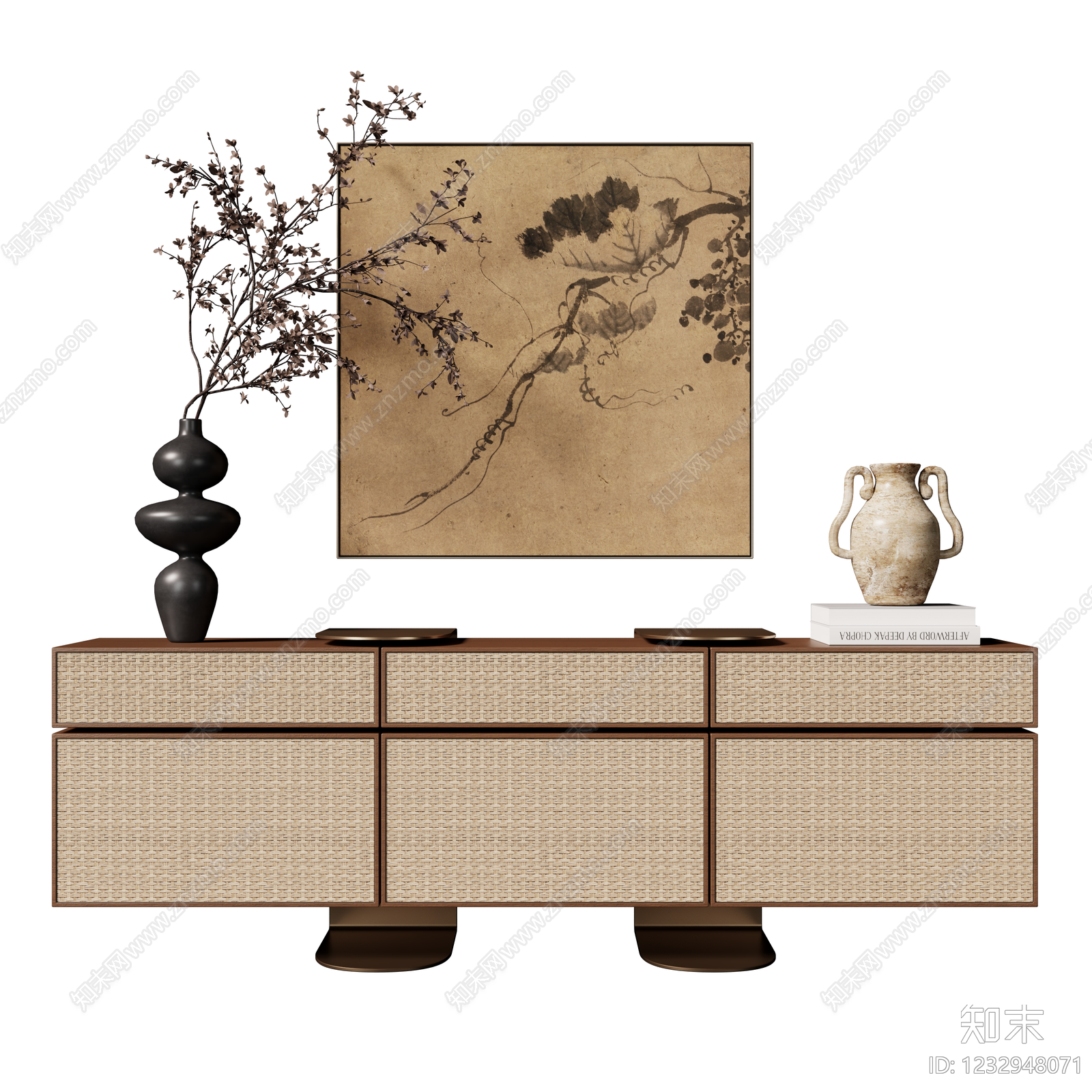 新中式玄关柜SU模型下载【ID:1232948071】