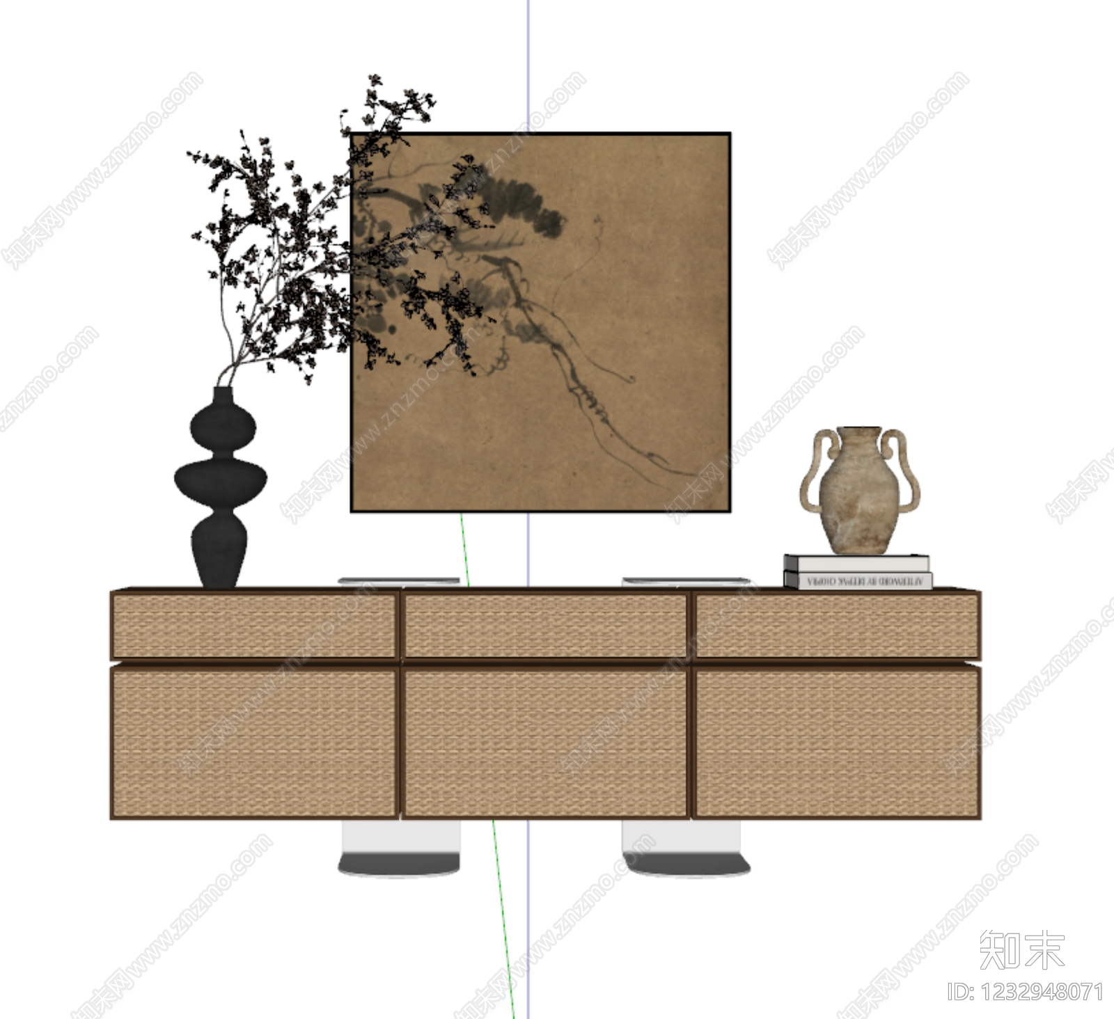 新中式玄关柜SU模型下载【ID:1232948071】