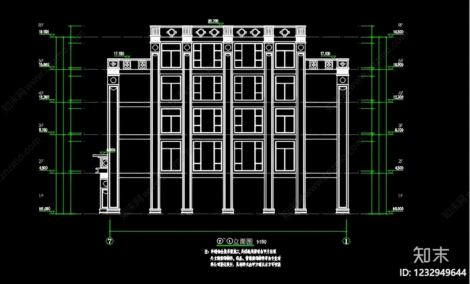 别墅建筑cad施工图下载【ID:1232949644】
