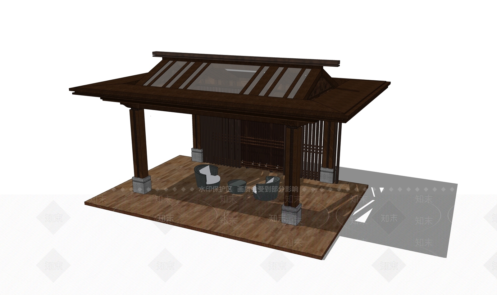 新中式景观亭子SU模型下载【ID:1232950033】