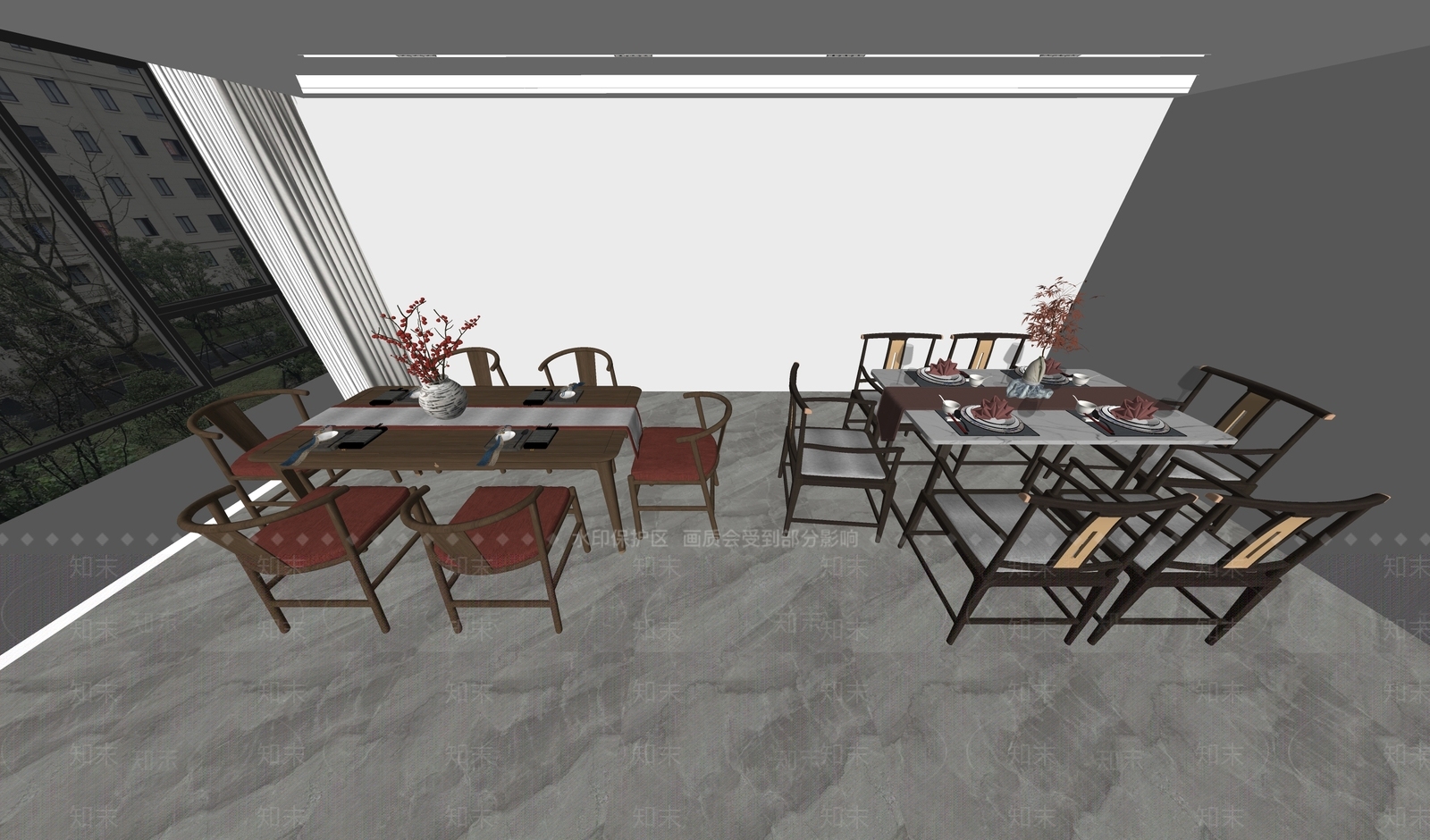 新中式餐桌SU模型下载【ID:1232955677】