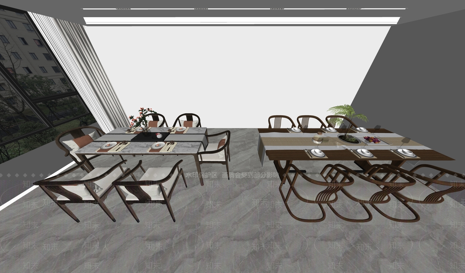 新中式餐桌SU模型下载【ID:1232955827】
