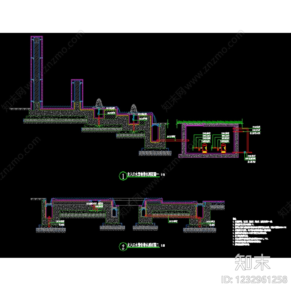 跌水景观cad施工图下载【ID:1232961258】